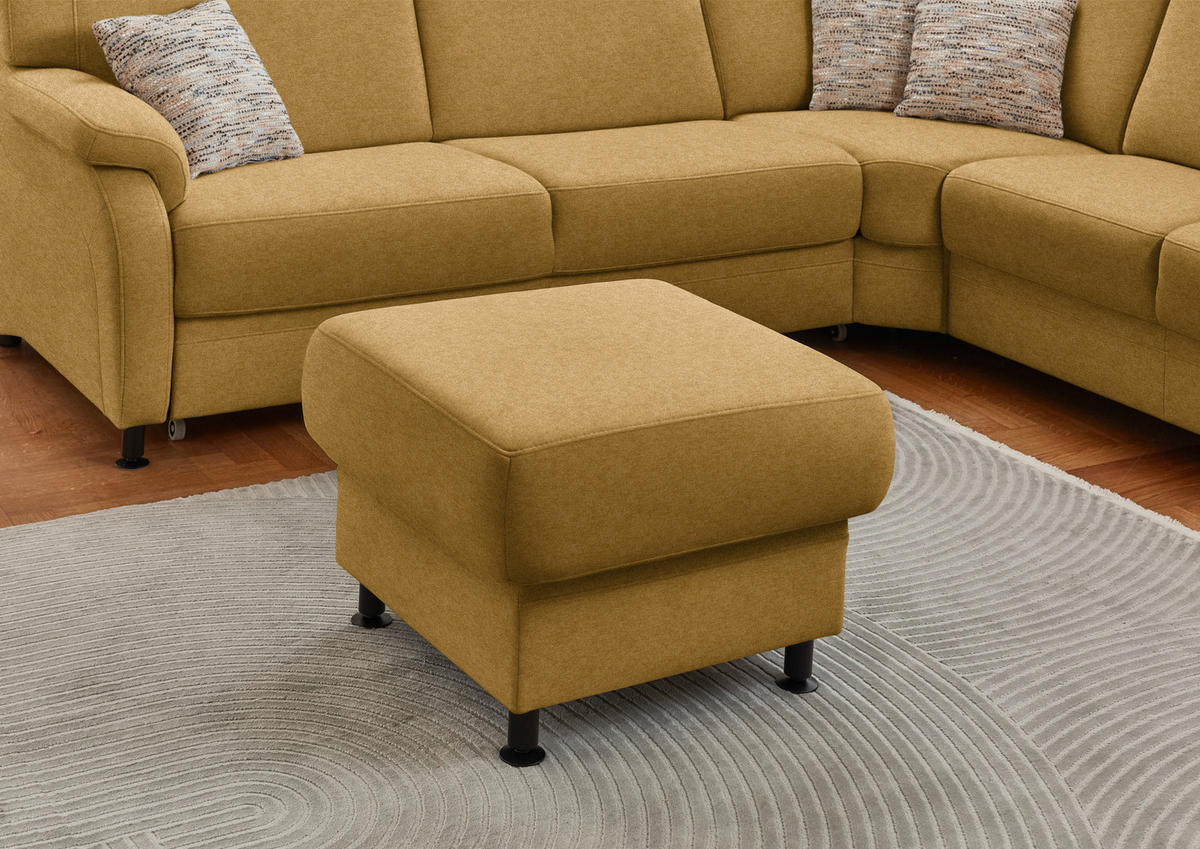 ECKSOFA Flachgewebe Currygelb  - Currygelb/Schwarz, Konventionell, Textil/Metall (269/287cm) - Beldomo System