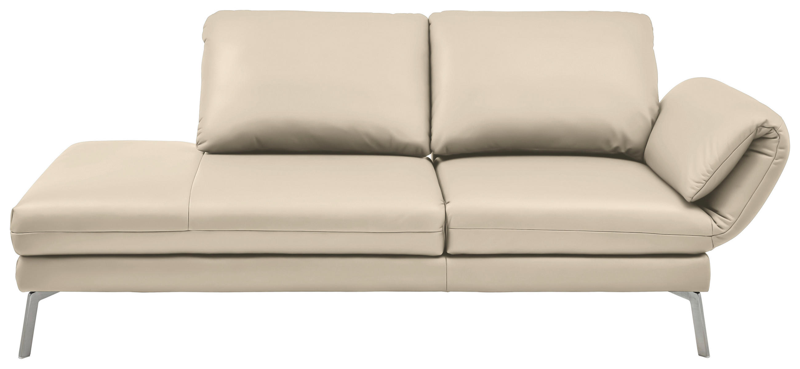 RÉCAMIERE in Echtleder Creme  - Chromfarben/Creme, Design, Leder/Metall (209/85-109/95-16cm) - Dieter Knoll