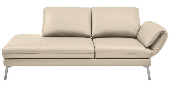 RÉCAMIERE in Echtleder Creme - Chromfarben/Creme, Design, Leder/Metall (209/85-109/95-16cm) - Dieter Knoll