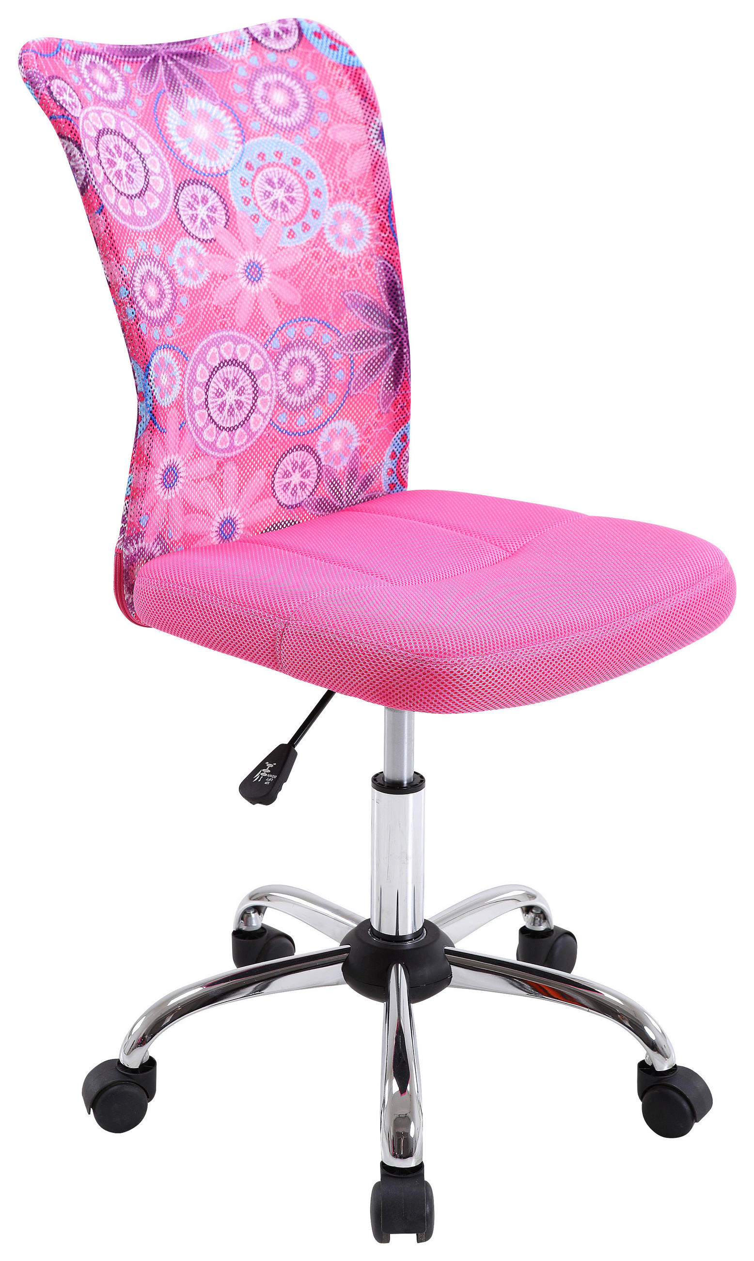 OTOČNÁ STOLIČKA PRE MLÁDEŽ, sieťovina, ružová, chrómová - čierna/ružová, Design, kov/textil (42/88 (100)/58cm) - Carryhome