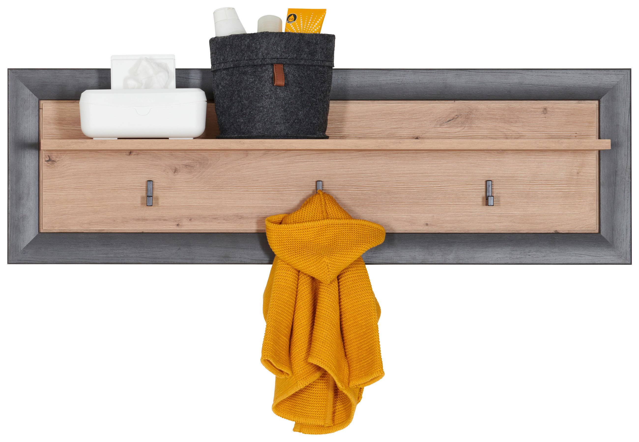 My Baby Lou NÁSTĚNNÁ POLICE, barvy dubu, tmavě šedá, 106,2/33,5/21,6 cm