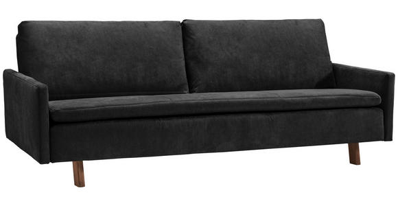 SCHLAFSOFA Flachgewebe Schwarz  - Eichefarben/Schwarz, KONVENTIONELL, Holz/Textil (220/85/98cm) - Carryhome