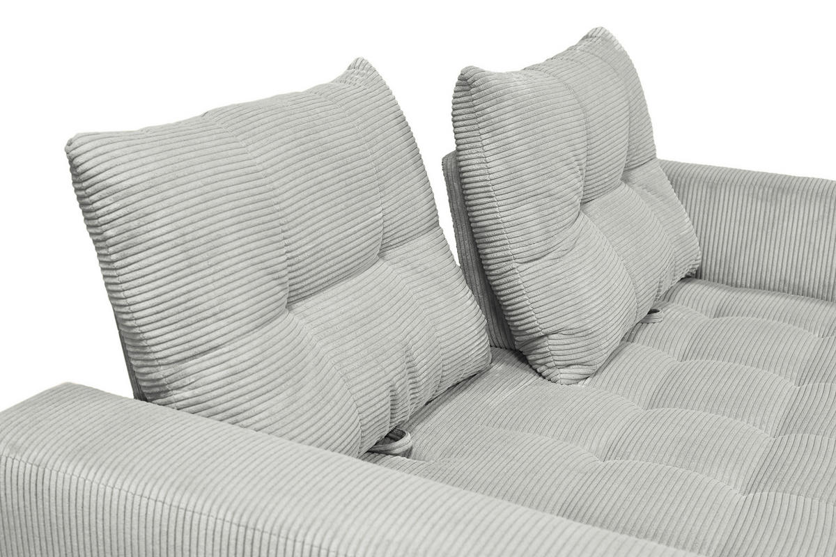 BIGSOFA Cord Hellgrau  - Hellgrau/Schwarz, KONVENTIONELL, Textil/Metall (246/100/116cm) - Carryhome