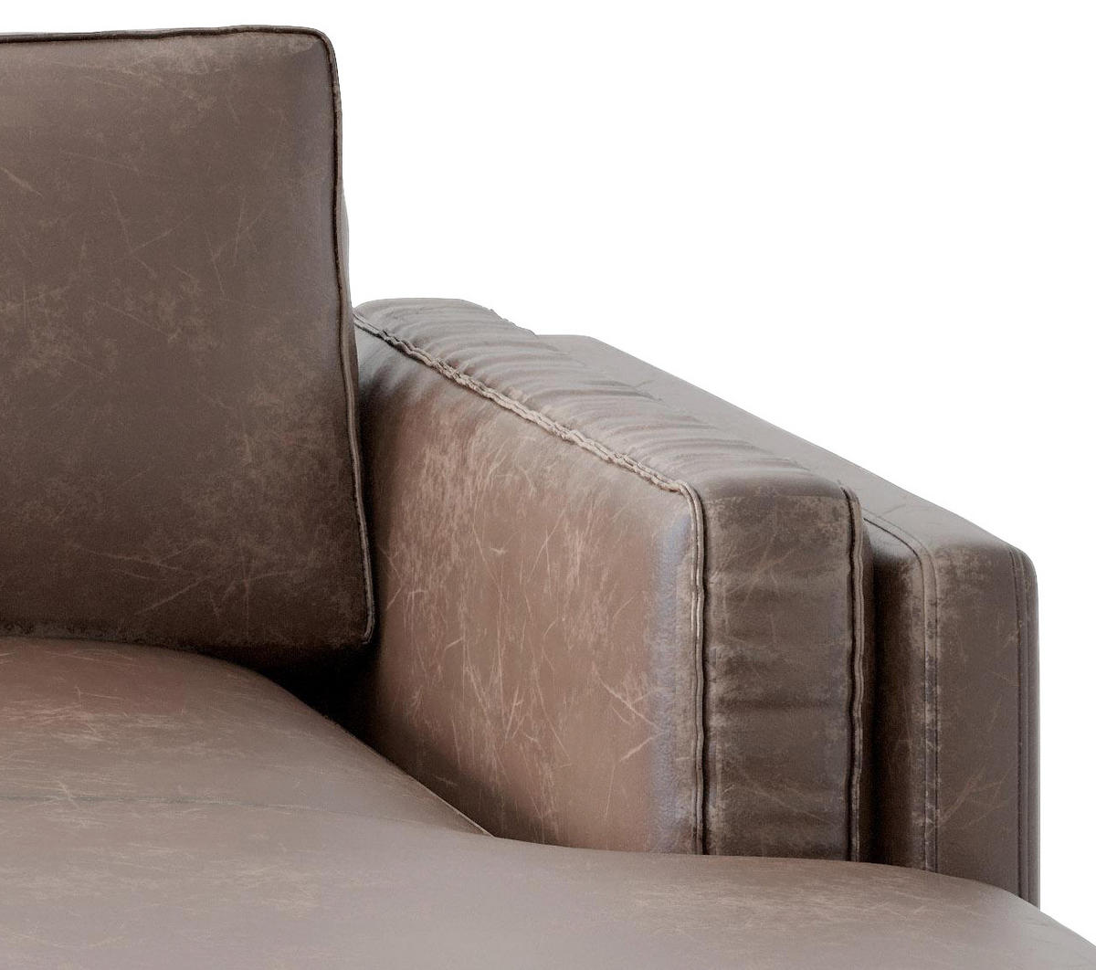 ECKSOFA in Lederlook, Flachgewebe Rotbraun  265/160 cm  - Rotbraun/Schwarz, Design, Textil/Metall (265/160cm) - Livetastic