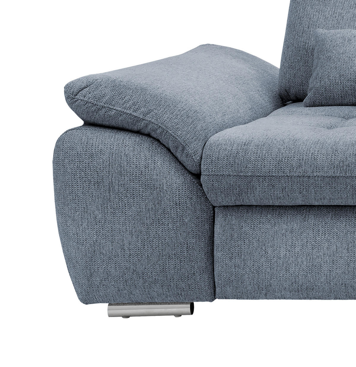 ECKSOFA in Chenille Hellblau  - Chromfarben/Anthrazit, Modern, Textil/Metall (314/184cm) - Livetastic