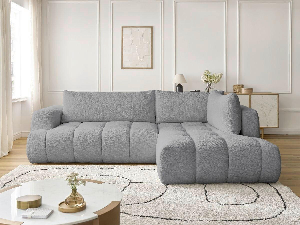 ECKSCHLAFSOFA FUJI Bouclé Dunkelgrau  inkl.  - Dunkelgrau/Schwarz, MODERN, Kunststoff/Textil (282/204cm)