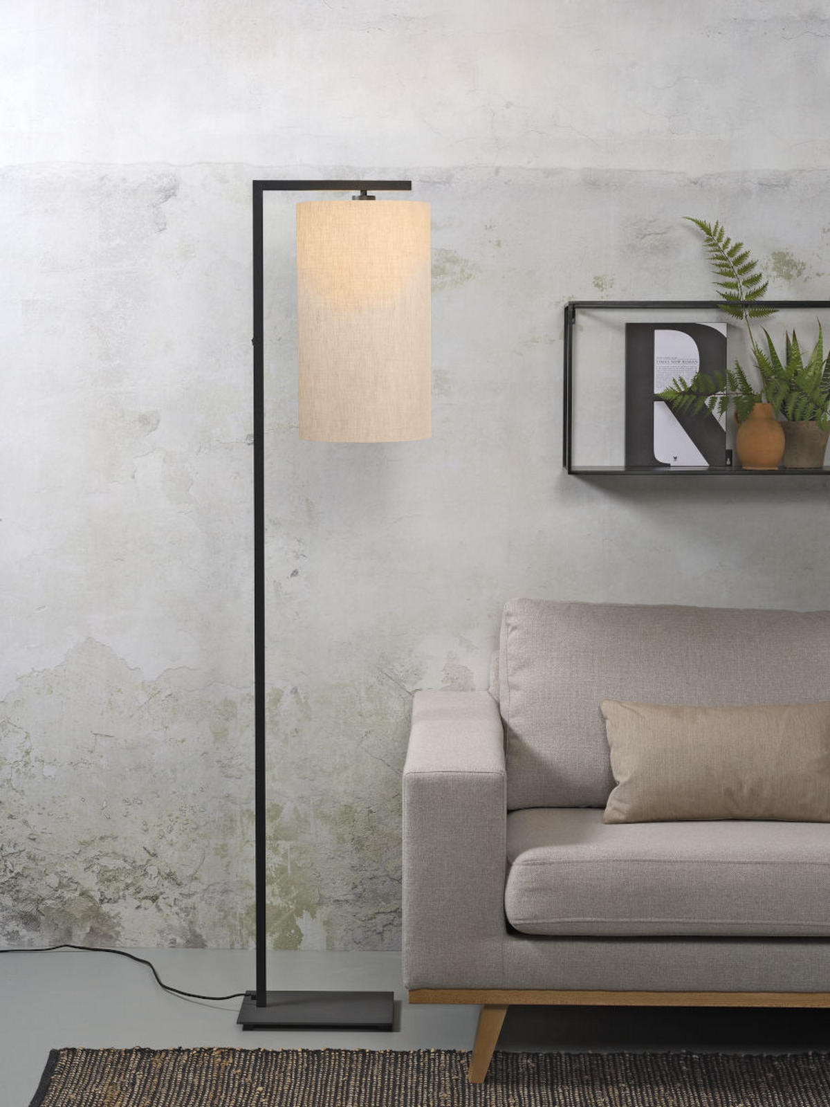 STEHLEUCHTE 35/160 cm    - Beige/Schwarz, Basics, Textil/Metall (35/160cm) - It's about Romi