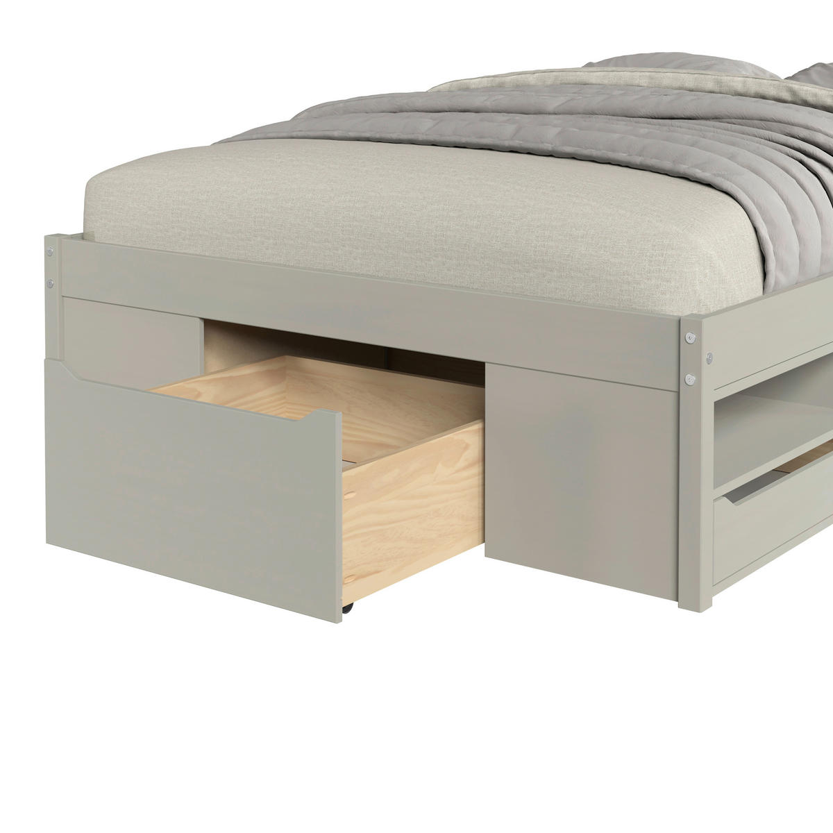 TÁROLÓS ÁGY 90/200 cm  taupe  - natúr színű/taupe, Modern, faalapú anyag/fa (90/200cm) - MID.YOU