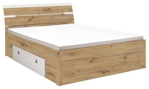 STAURAUMBETT 160/200 cm  in Weiß, Eiche Artisan  - Schwarz/Weiß, KONVENTIONELL, Holzwerkstoff/Kunststoff (160/200cm) - MID.YOU