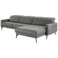 ECKSOFA Anthrazit Echtleder Kopfteilverstellung  - Anthrazit/Schwarz, Design, Leder/Metall (323/179cm) - Dieter Knoll