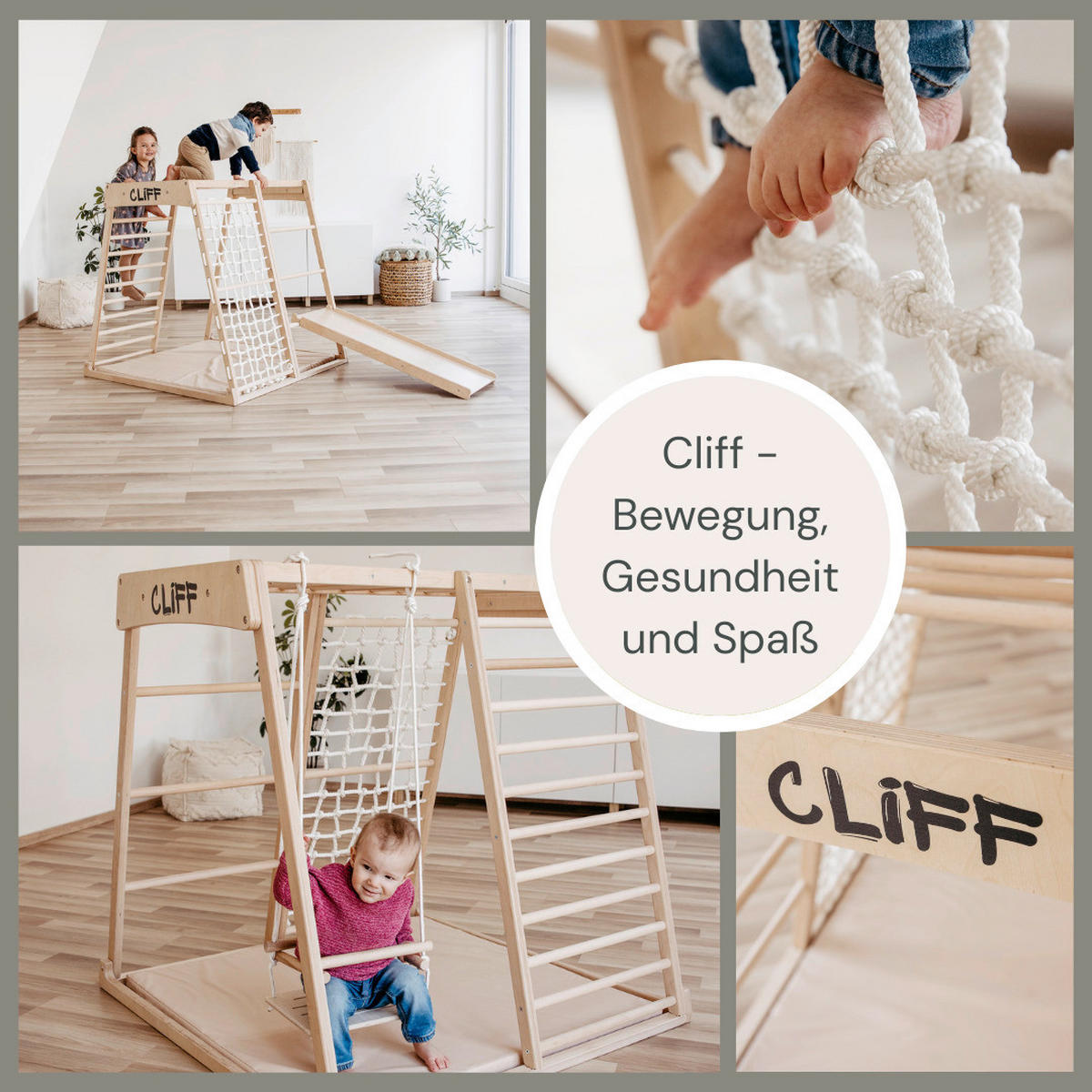 KLETTERGERÜST - Weiß, Basics, Holz (113/115/110cm) - CLIFF