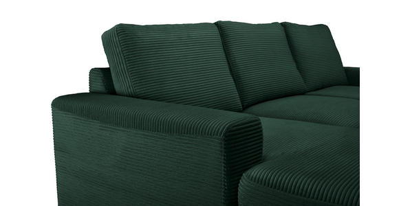 ECKSOFA Dunkelgrün Cord  - Dunkelgrün/Schwarz, KONVENTIONELL, Textil/Metall (150/240cm) - Carryhome
