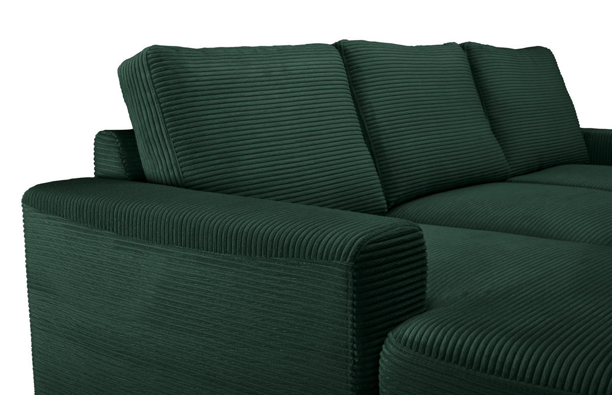 ECKSOFA Dunkelgrün Cord  - Dunkelgrün/Schwarz, KONVENTIONELL, Textil/Metall (150/240cm) - Carryhome