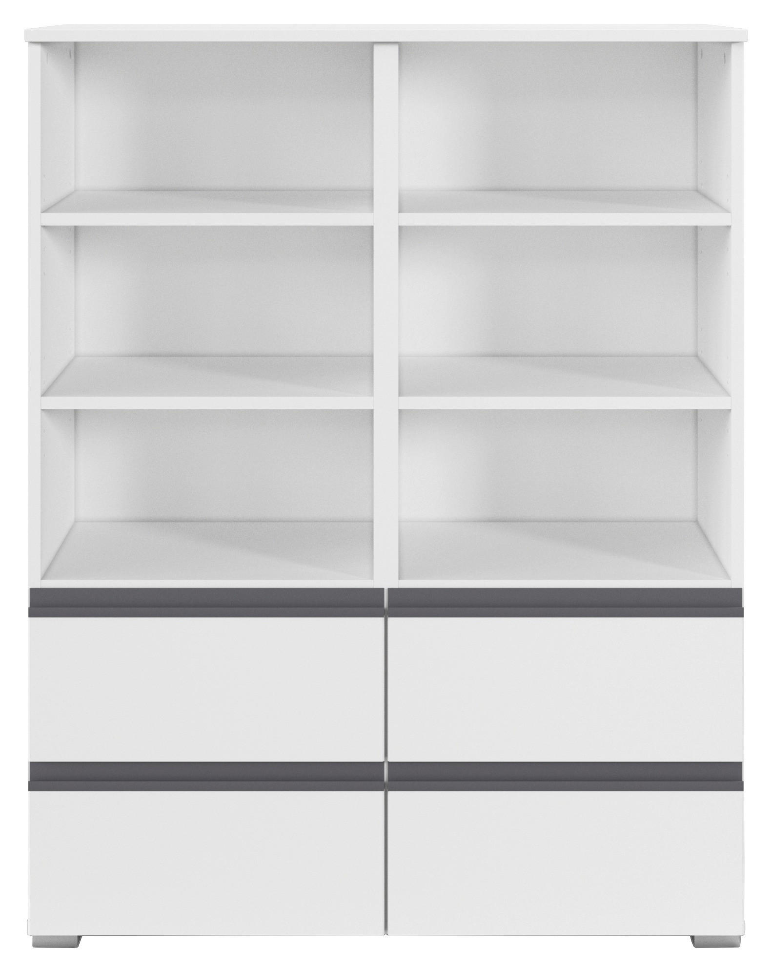 REGAL Weiß  - Silberfarben/Weiß, Trend, Holzwerkstoff/Kunststoff (93/119/42cm) - Xora
