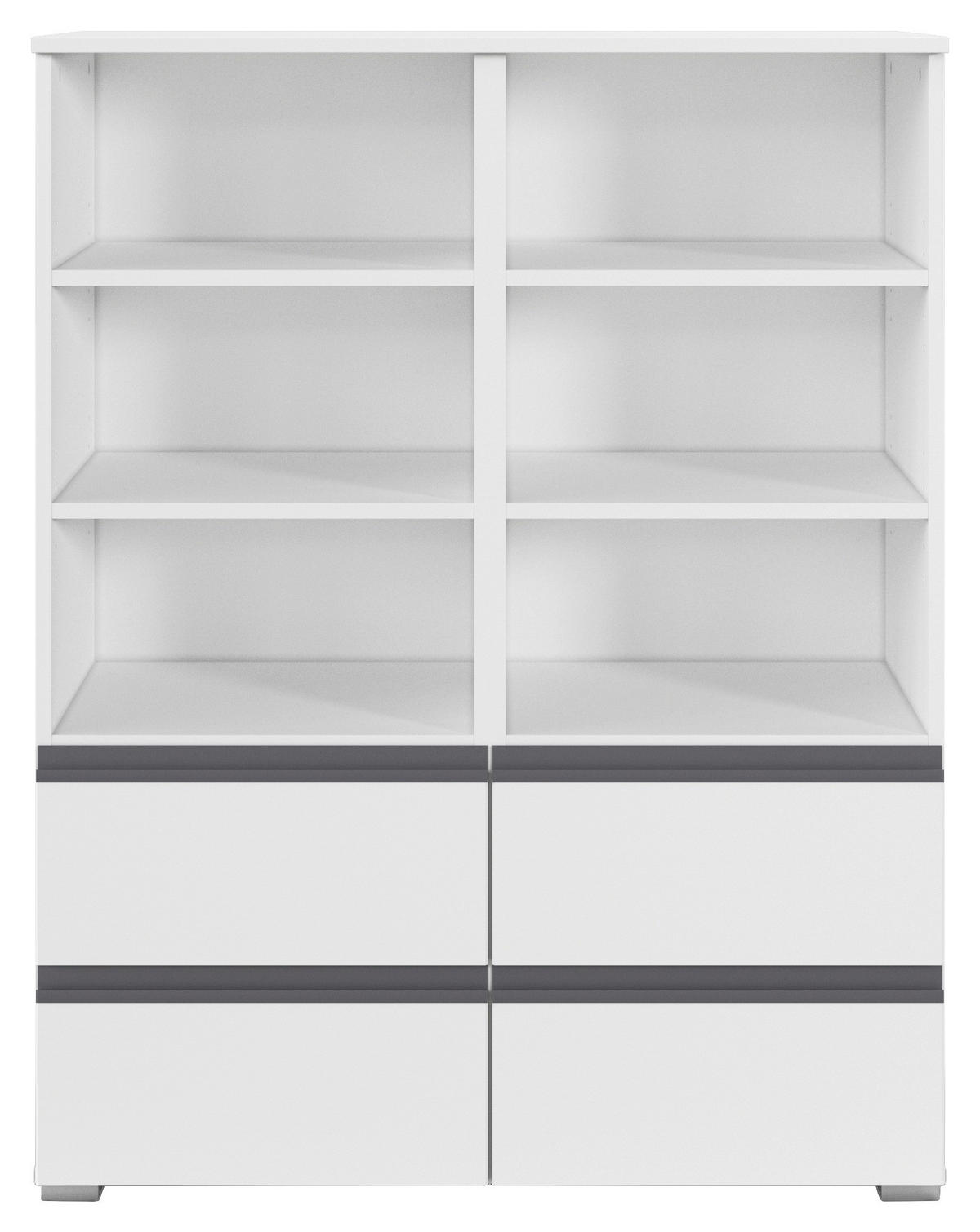 REGAL Weiß  - Silberfarben/Weiß, Trend, Holzwerkstoff/Kunststoff (93/119/42cm) - Xora