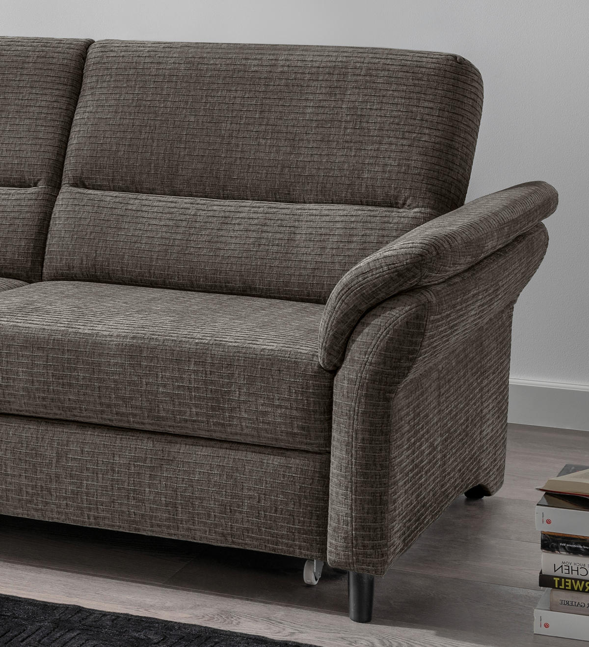ECKSOFA in Mikrofaser Graubraun  - Graubraun/Schwarz, Modern, Holz/Textil (176/279cm) - Livetastic