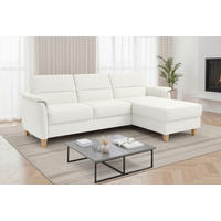 ECKSOFA Echtleder Weiss  - Weiss/Eichefarben, Basics, Leder/Holz (244/163cm) - Sit & More