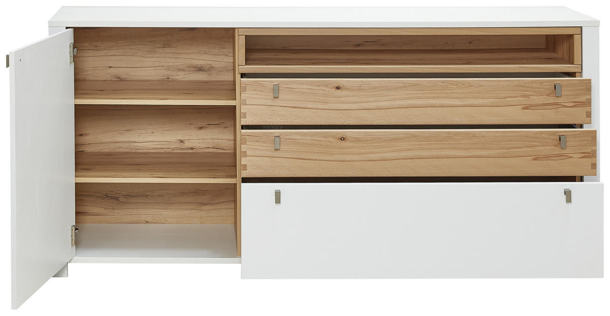 COMODĂ CU UșI 192/90/47 cm  - culoare nichel/culoare lemn fag, Basics, metal/lemn (192/90/47cm) - Cantus