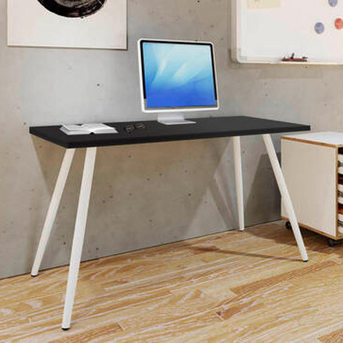 SCHREIBTISCH 80/50/70 cm Anthrazit, Weiß  - Anthrazit/Weiß, MODERN, Holzwerkstoff/Metall (80/50/70cm) - MID.YOU