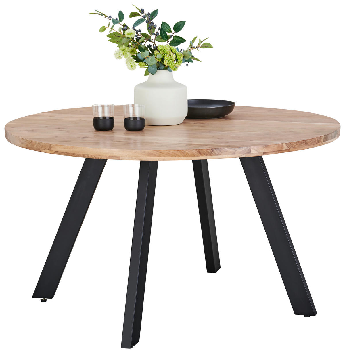 STOL ZA BLAGOVAONICU  prirodne boje  drvo, metal      - prirodne boje/crna, Lifestyle, drvo/metal (130/130/76cm) - Livetastic