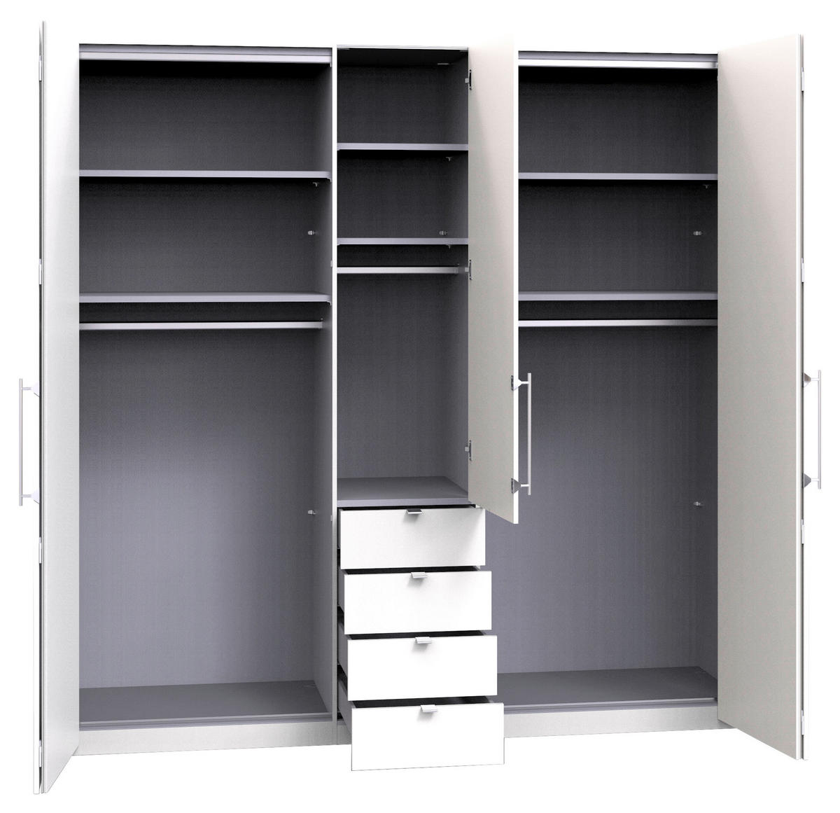 FALTTÜRENSCHRANK  in Trüffeleichefarben, Magnolie  - Chromfarben/Magnolie, KONVENTIONELL, Glas/Holzwerkstoff (250/236/58cm) - Venda