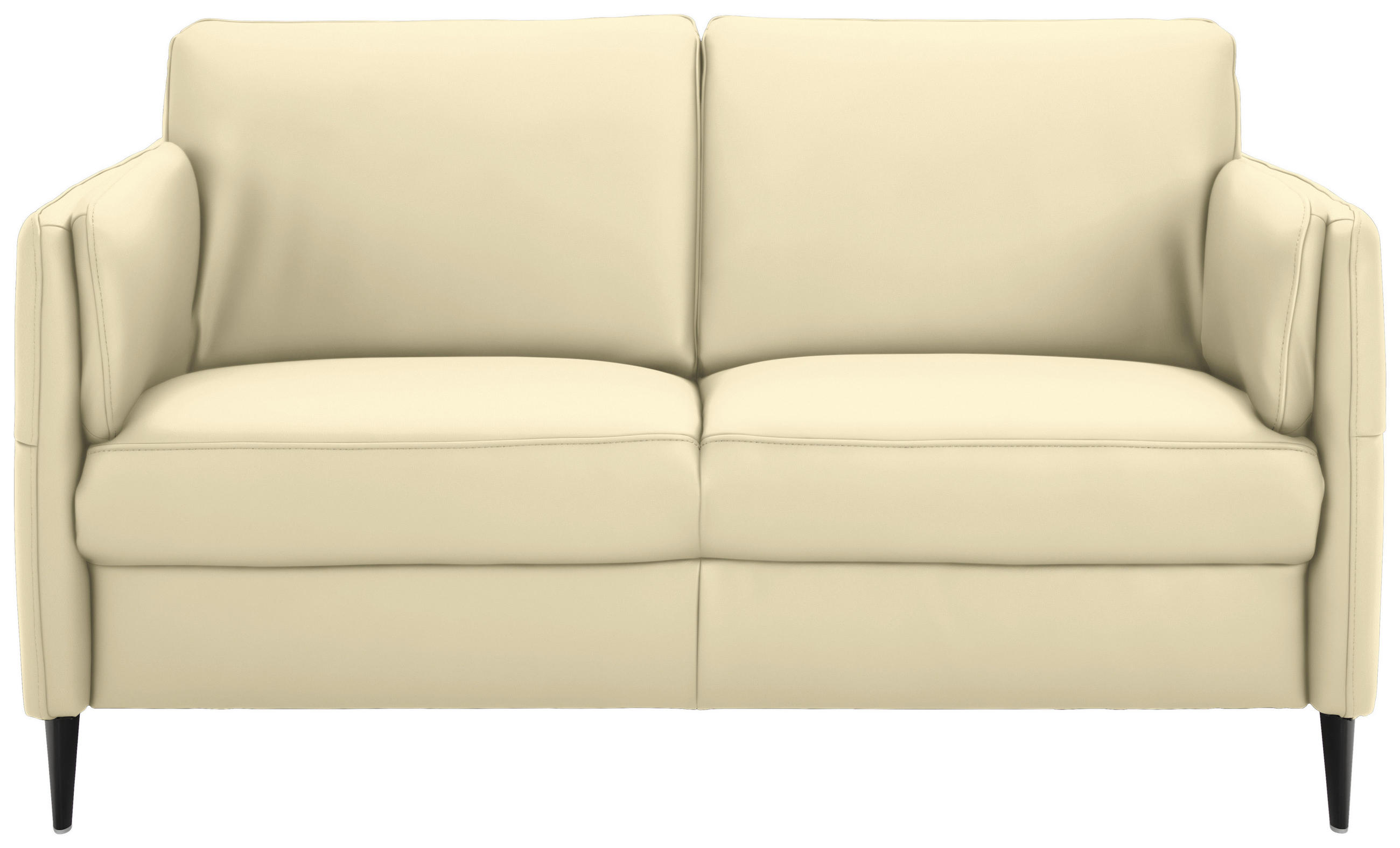 2,5-SITZER in Echtleder Creme  - Creme/Schwarz, Design, Leder/Metall (164/84/99cm) - Dieter Knoll