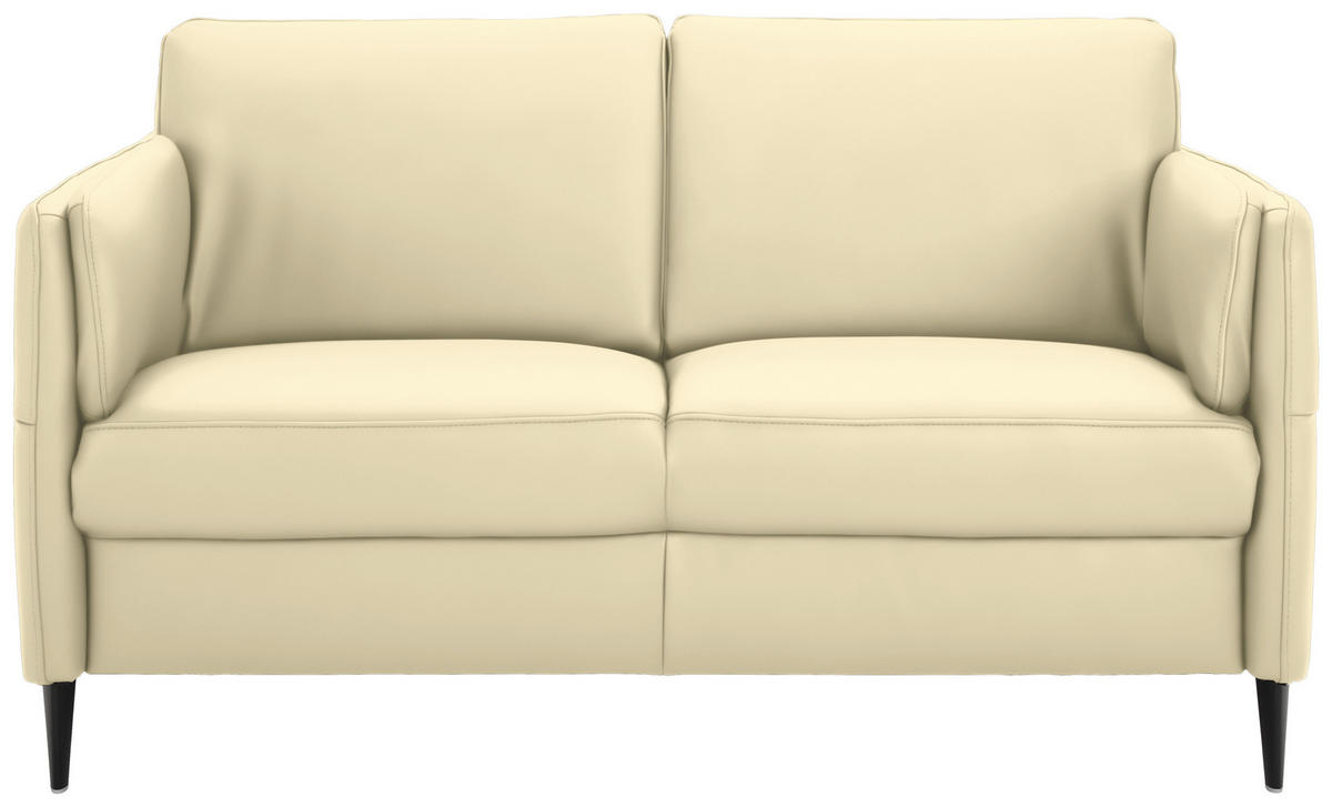 2,5-SITZER in Echtleder Creme  - Creme/Schwarz, Design, Leder/Metall (164/84/99cm) - Dieter Knoll