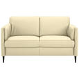 2,5-SITZER in Leder Creme  - Creme/Schwarz, Design, Leder/Metall (164/84/99cm) - Dieter Knoll