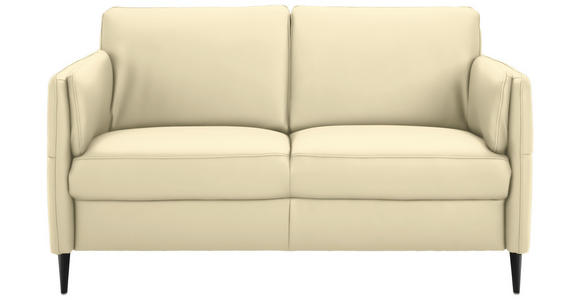 2,5-SITZER in Leder Creme - Creme/Schwarz, Design, Leder/Metall (164/84/99cm) - Dieter Knoll