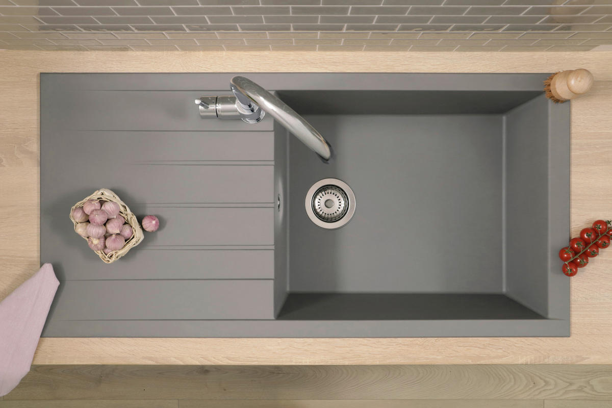 SPÜLE HOUSTON100X501BG  - Grau, Trend, Glas/Kunststoff (100/21/50cm) - Respekta