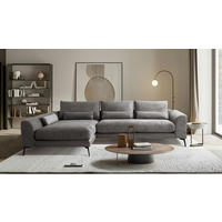 ECKSOFA Grau Cord Nierenkissen, Rückenkissen  - Schwarz/Grau, Design, Textil/Metall (172/313cm) - P & B