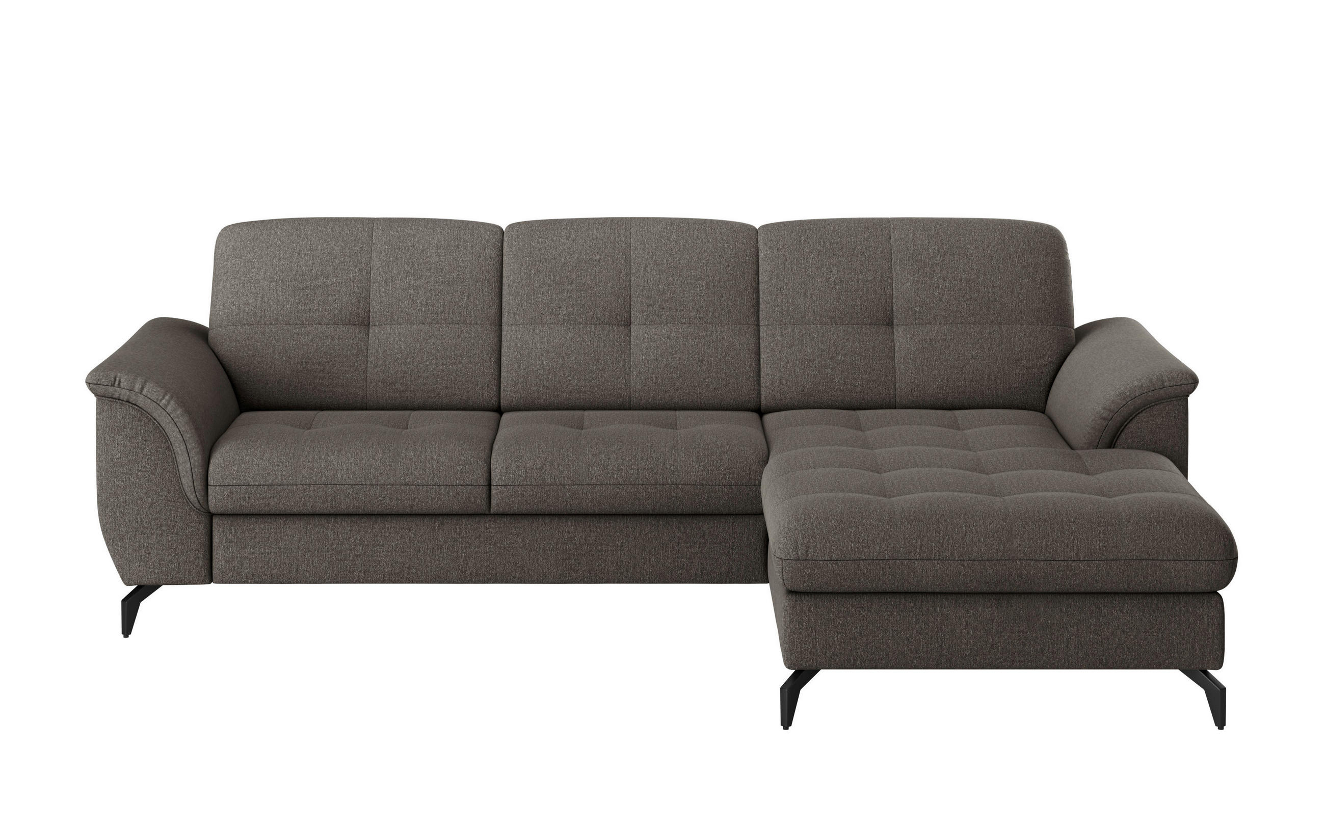 ECKSOFA in Flachgewebe Graphitfarben  - Schwarz/Graphitfarben, Modern, Textil/Metall (262/164cm) - Sit & More