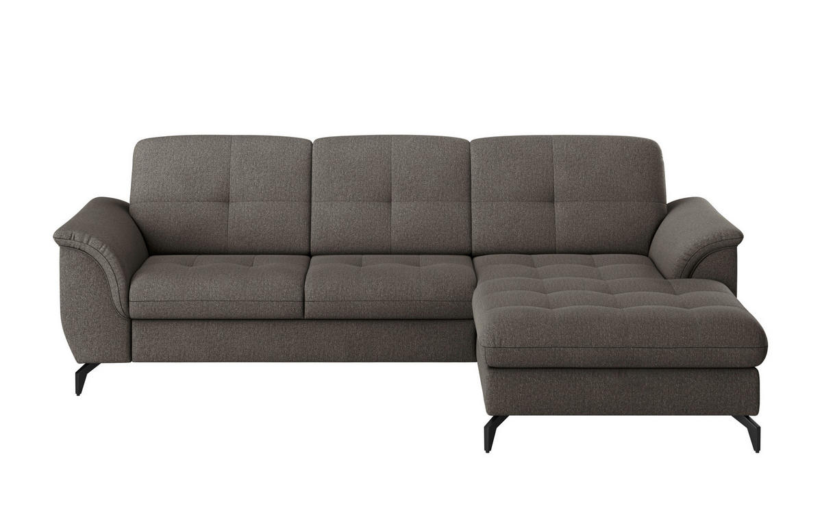 ECKSOFA ZORA E Graphitfarben Flachgewebe  - Schwarz/Graphitfarben, MODERN, Textil/Metall (262/164cm) - Sit & More