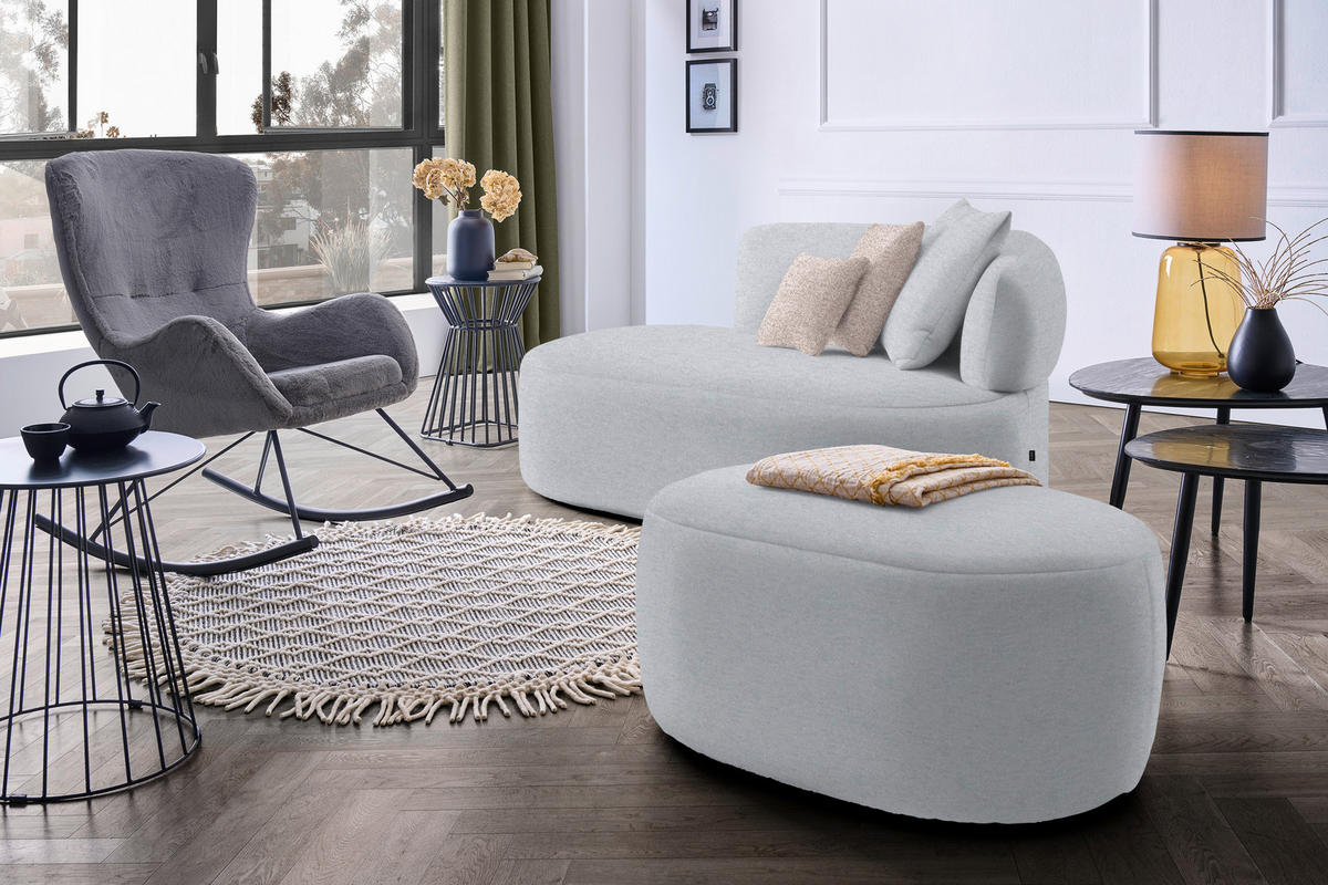 RÉCAMIERE  in Flachgewebe Hellgrau, Hellbraun  - Hellbraun/Hellgrau, MODERN, Kunststoff/Textil (166/86/105cm) - Hom`in