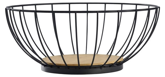 FRUKTKORG     - svart/naturfärgad, Klassisk, metall/trä (28cm)