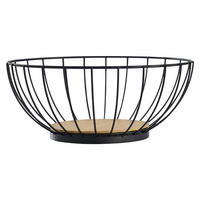 FRUKTKORG     - svart/naturfärgad, Klassisk, metall/trä (28cm)