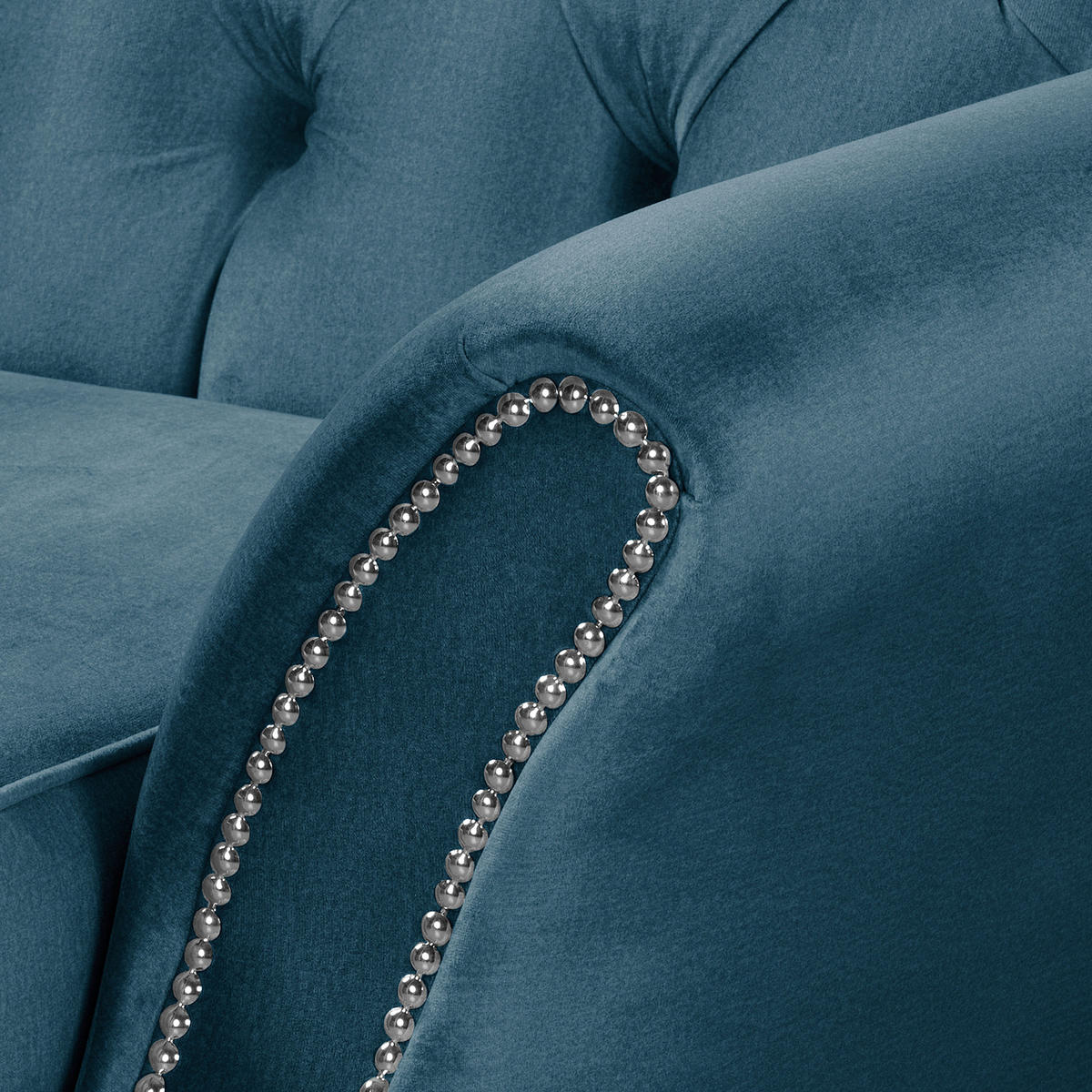 3-SITZER-SOFA Velours Dunkelblau  - Dunkelbraun/Dunkelblau, Design, Holz/Textil (210/98/95cm) - P & B