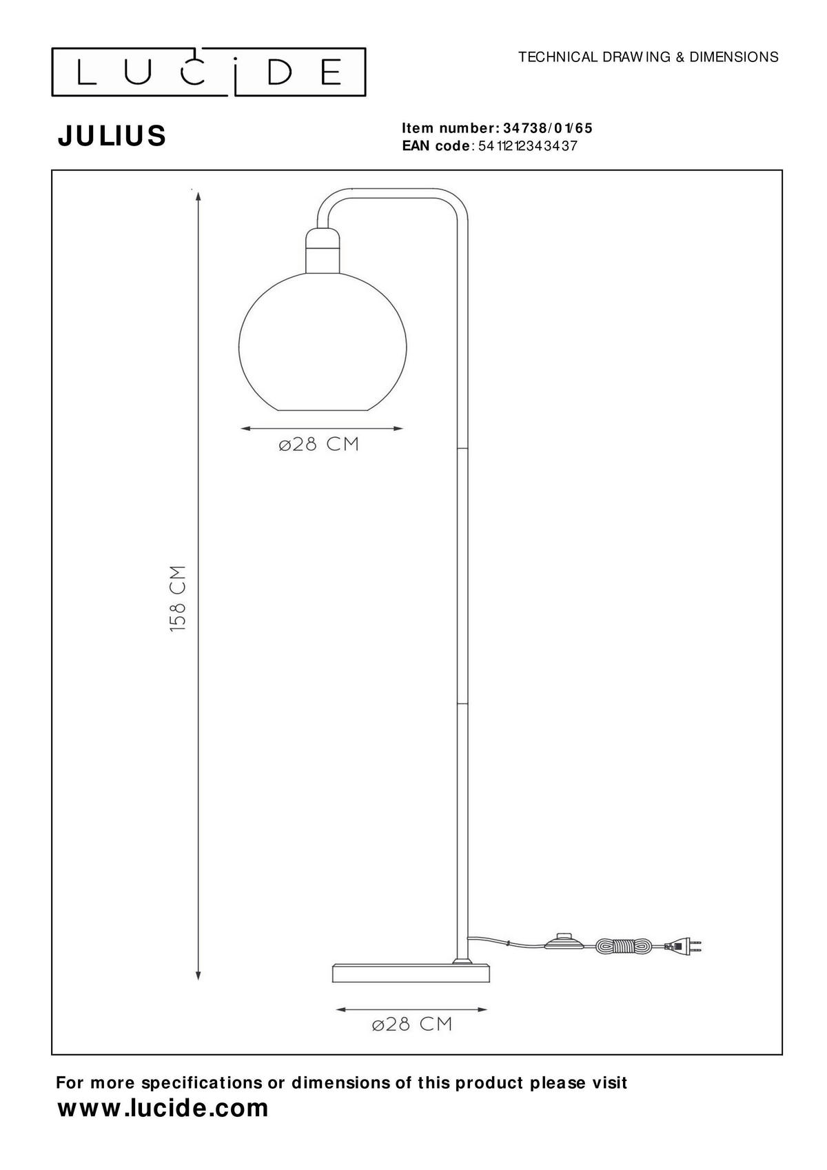 STEHLEUCHTE - Design (28/44/158cm) - Lucide