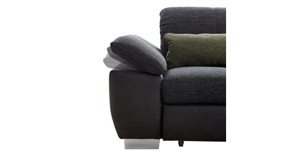 ECKSOFA  in Chenille, Mikrofaser Schwarz, Dunkelgrau  313/242 cm  - Chromfarben/Dunkelgrau, Design, Textil (313/242cm) - Xora
