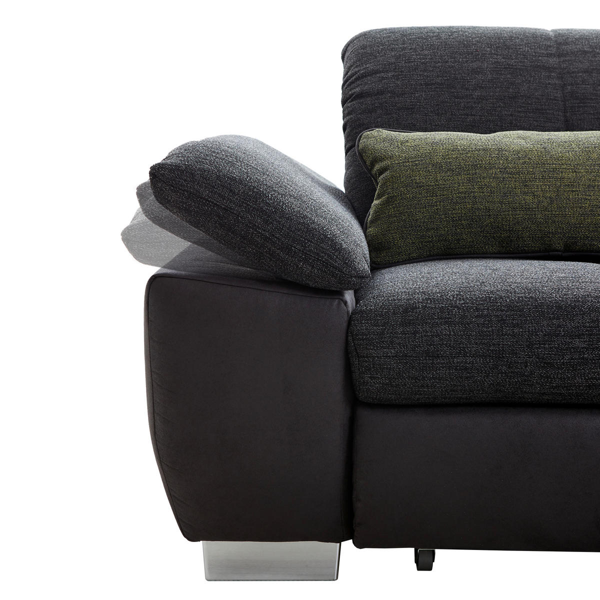 ECKSOFA Schwarz, Dunkelgrau Chenille, Mikrofaser  - Chromfarben/Dunkelgrau, Design, Textil (242/313cm) - Xora