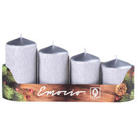SADA VÁLCOVÝCH SVÍČEK - barvy stříbra, Basics, přírodní materiály (20.5/9.5/5cm)