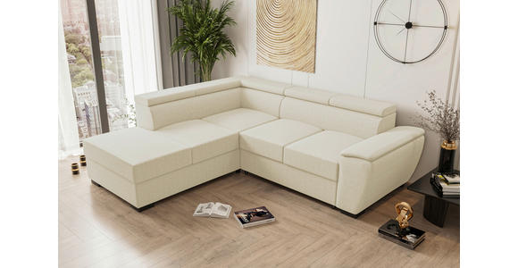 ECKSOFA  in Flachgewebe Beige  - Beige/Schwarz, KONVENTIONELL, Kunststoff/Textil (220/266cm) - Carryhome