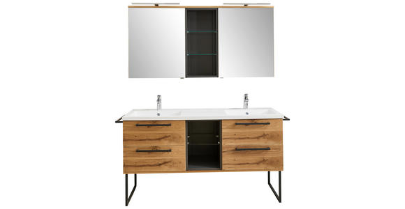BADEZIMMER  in 155 cm  - Eichefarben/Anthrazit, Basics, Glas/Holz (155cm) - Dieter Knoll