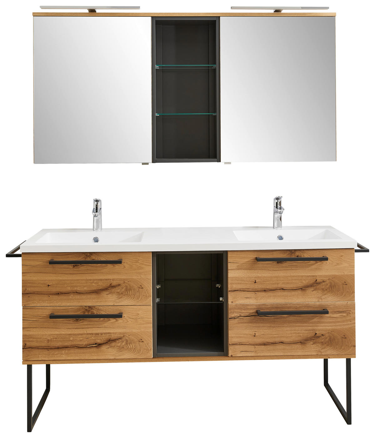 BADEZIMMER  in 155 cm  - Eichefarben/Anthrazit, Basics, Glas/Holz (155cm) - Dieter Knoll