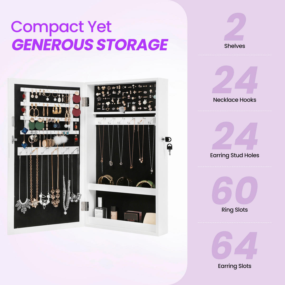 SCHMUCKSCHRANK - Weiß, Trend, Glas/Holzwerkstoff (54,5/67/10cm) - Boxxx