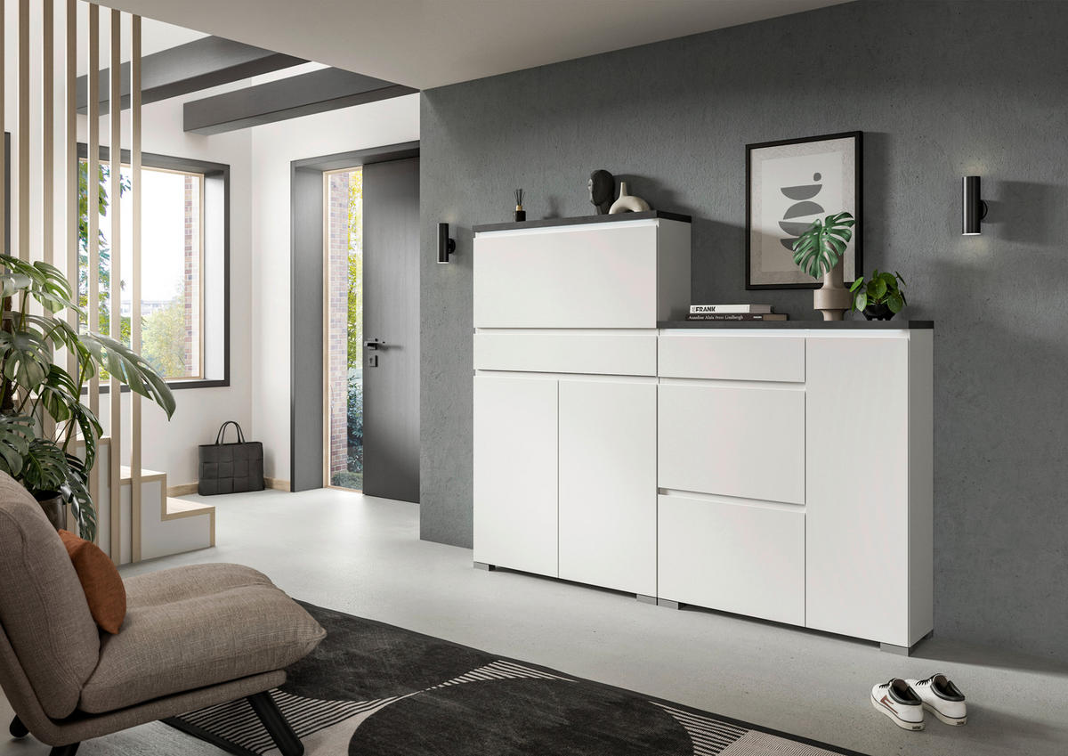 SCHUHSCHRANK  in 95/109/27 cm  - Silberfarben/Weiß, MODERN (95/109/27cm)