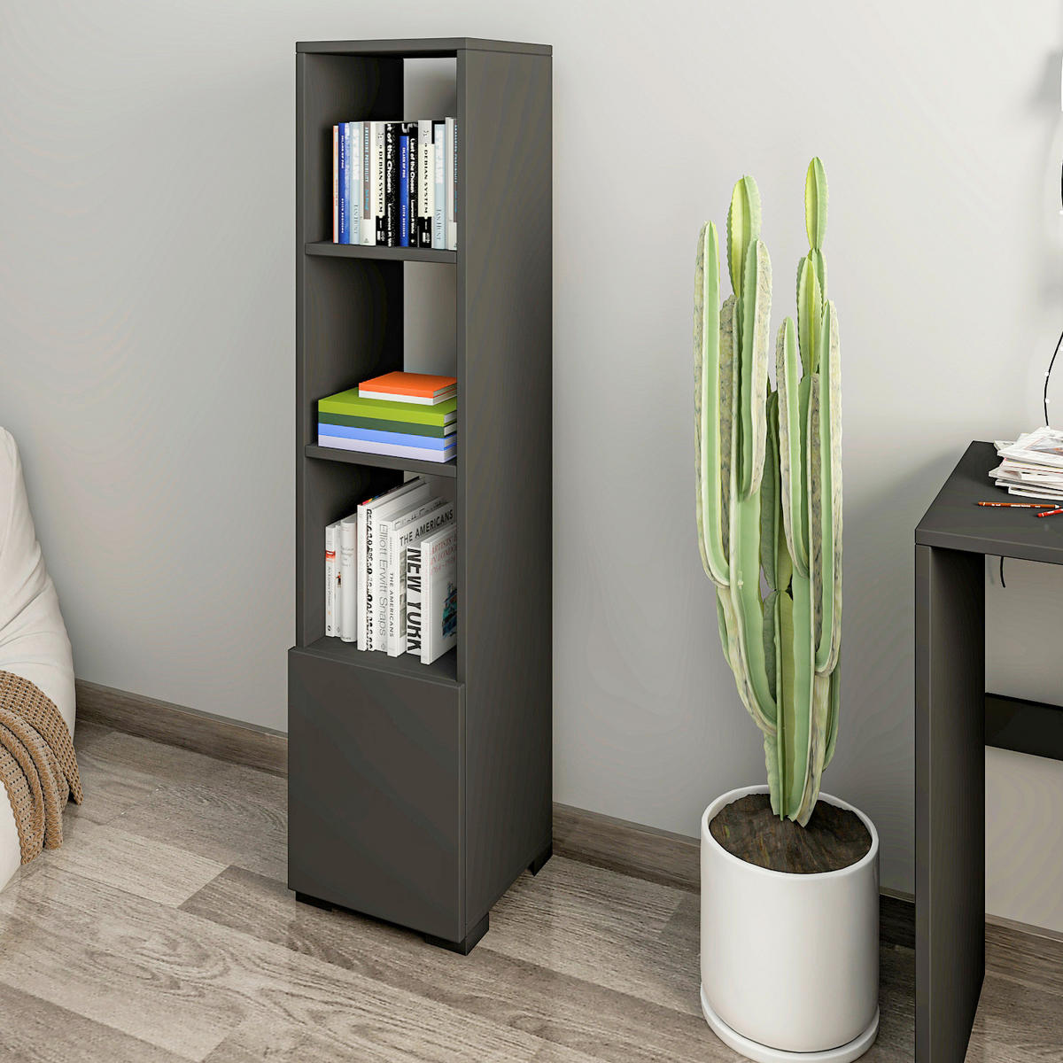 BOKHYLLA i 31/136/30 cm antracit  - antracit, Design, trämaterial (31/136/30cm) - Livetastic