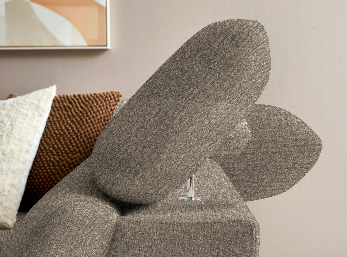ECKSOFA in Chenille Graubraun  - Eichefarben/Graubraun, Modern, Holz/Textil (287/212cm) - Valnatura