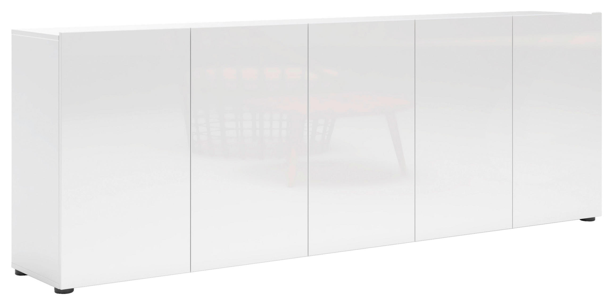home24 Sideboard Mister Weiß Hochglanz 225x79x38 cm