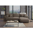 ECKSOFA Taupe Cord  - Taupe/Chromfarben, KONVENTIONELL, Kunststoff/Textil (293/195cm) - Carryhome